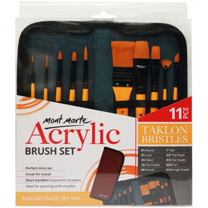 Mont Marte Brush Set in Wallet 11pc - Acrylic